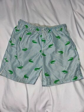 Cat & Jack Blue Striped Shorts with Green Alligator Print
